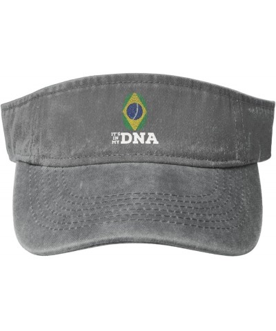 Brazil It's in My DNA Sun Visor Hats for Women Men Adjustable Cotton Sun Hat Golf Cap Gray $10.51 Visors