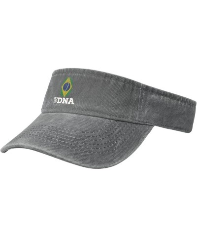 Brazil It's in My DNA Sun Visor Hats for Women Men Adjustable Cotton Sun Hat Golf Cap Gray $10.51 Visors