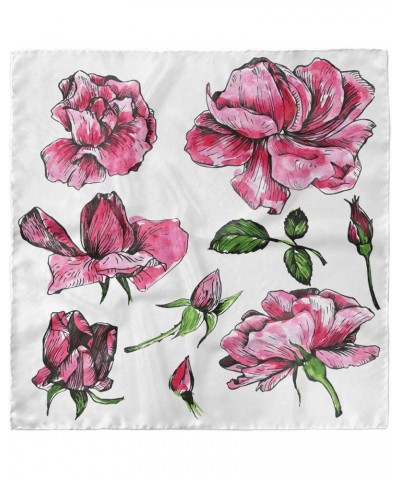 Pink Green Head Scarf, Garden Flowers Rose Buds, Hair Wrap Pale Pink Hot Pink $16.17 Scarves