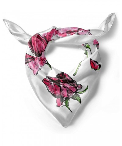 Pink Green Head Scarf, Garden Flowers Rose Buds, Hair Wrap Pale Pink Hot Pink $16.17 Scarves