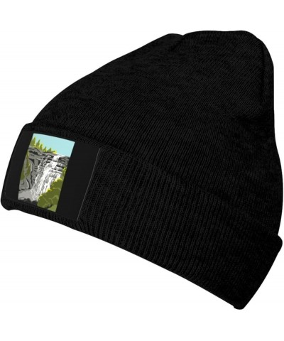 Waterfall Graffiti Beanie Hat for Men Women Knit Skull Cap Warm Hats Black Knitted Caps Black $13.06 Skullies & Beanies