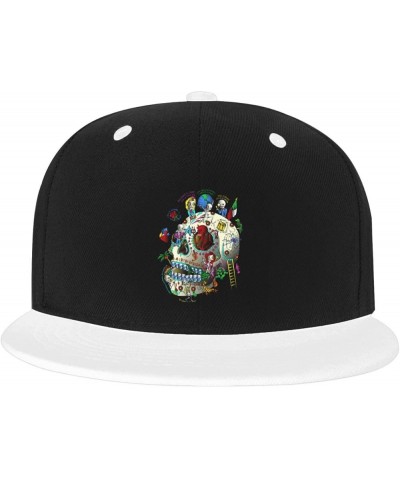 Skeleton s World Baseball Cap for Men Women Snapback Hat Adjustable Flat Bill Hats White $11.62 Baseball Caps