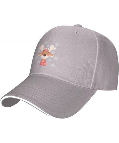 Cute Cartoon Deer Baseball Cap Sandwich Brim Hats for Men Women Adjustable Caps Gray $9.41 Baseball Caps