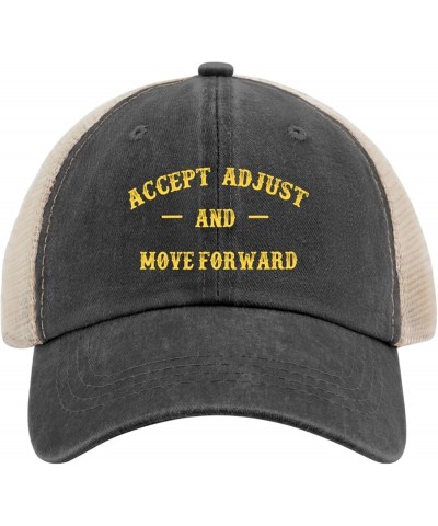 Accept Adjust and Move Forward Caps Womens Summer Hat AllBlack Custom Hat Gifts for Women Beach Hat Allblack $10.57 Sun Hats