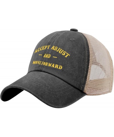 Accept Adjust and Move Forward Caps Womens Summer Hat AllBlack Custom Hat Gifts for Women Beach Hat Allblack $10.57 Sun Hats