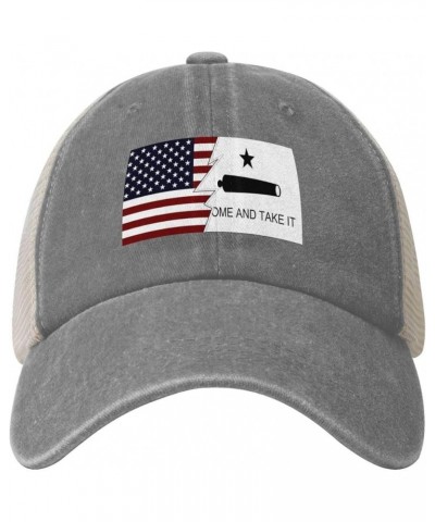 Ripped Style American and Texas Flag Come and Take It Baseball Cap Women Men Mesh Back Hats Vintage Cowboy Hat Dad Caps Gray ...