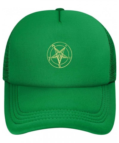 Inverted Pentacle Pewter Satanic Goat Unisex Trucker Hats Mesh Hats Sport Baseball Caps Adjustable Fashion Hat Green $8.69 Ba...