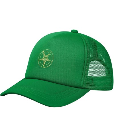 Inverted Pentacle Pewter Satanic Goat Unisex Trucker Hats Mesh Hats Sport Baseball Caps Adjustable Fashion Hat Green $8.69 Ba...