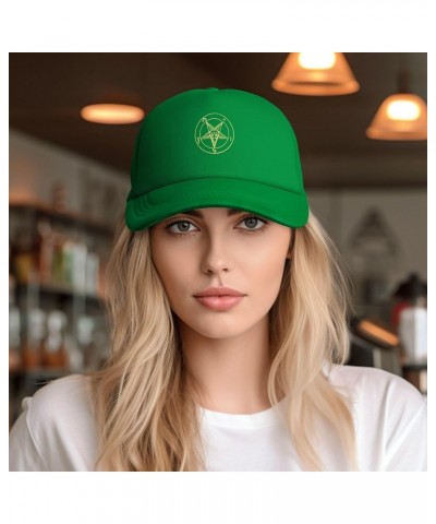 Inverted Pentacle Pewter Satanic Goat Unisex Trucker Hats Mesh Hats Sport Baseball Caps Adjustable Fashion Hat Green $8.69 Ba...