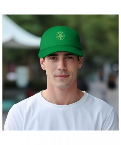 Inverted Pentacle Pewter Satanic Goat Unisex Trucker Hats Mesh Hats Sport Baseball Caps Adjustable Fashion Hat Green $8.69 Ba...