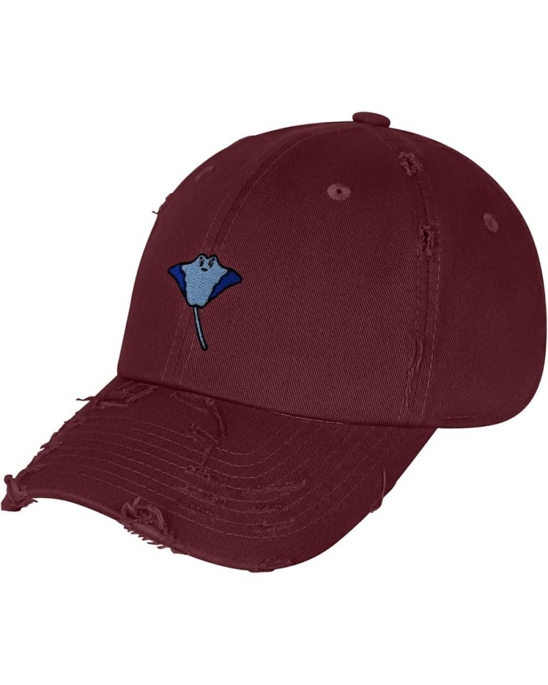 Stingray Vintage Dad Hat Embroidered Cap Fishing Ocean Maroon $14.99 Baseball Caps