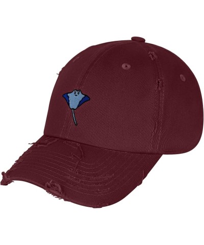 Stingray Vintage Dad Hat Embroidered Cap Fishing Ocean Maroon $14.99 Baseball Caps