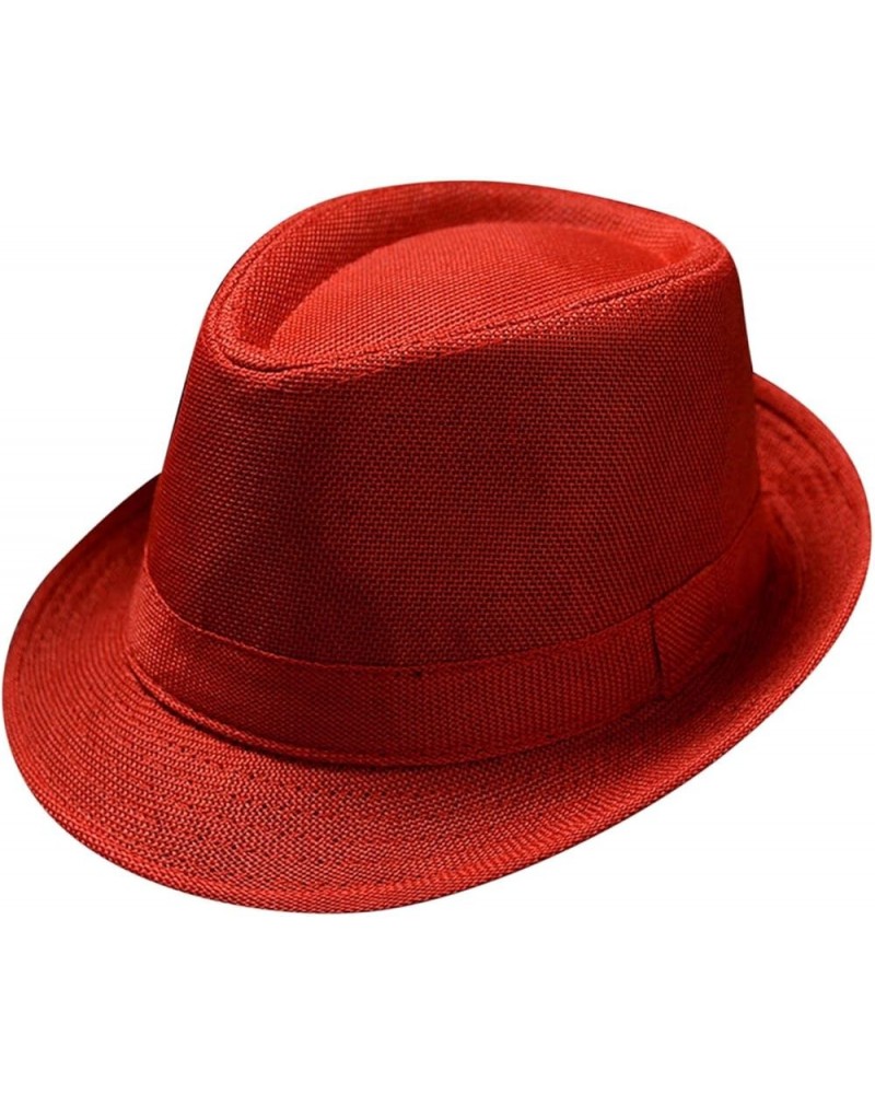 Men and Women Retro Jazz Hat Bohemian Style British Sun Hat Travel Sun Hat Cord for Hat Watermelon Red-d $11.24 Sun Hats