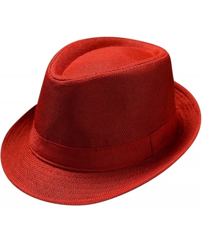 Men and Women Retro Jazz Hat Bohemian Style British Sun Hat Travel Sun Hat Cord for Hat Watermelon Red-d $11.24 Sun Hats