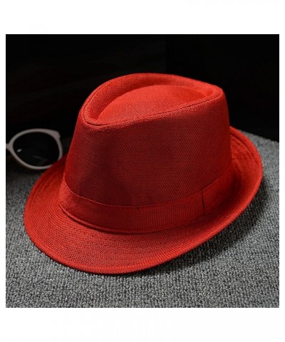 Men and Women Retro Jazz Hat Bohemian Style British Sun Hat Travel Sun Hat Cord for Hat Watermelon Red-d $11.24 Sun Hats