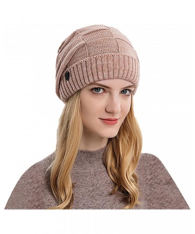 Women Men Fleece Lined Knitted Hat Chunky Soft Windproof Slouchy Buttons Hat Thermal Thick Ski Riding Hat (Pink, One Size) $7...