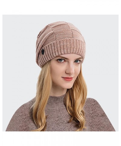 Women Men Fleece Lined Knitted Hat Chunky Soft Windproof Slouchy Buttons Hat Thermal Thick Ski Riding Hat (Pink, One Size) $7...