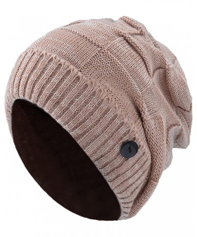 Women Men Fleece Lined Knitted Hat Chunky Soft Windproof Slouchy Buttons Hat Thermal Thick Ski Riding Hat (Pink, One Size) $7...