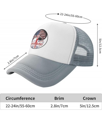 Yin Yang Tree American Britain Flag Men Women Mesh Baseball Cap Gray $16.80 Baseball Caps