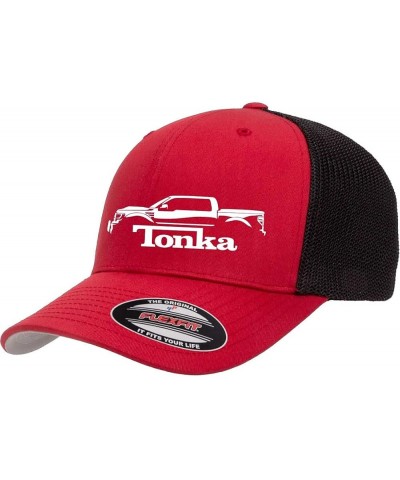 Ford F150 Tonka Truck Classic Outline Design Flexfit 6511 Trucker Mesh Fitted Cap Red-black $18.28 Baseball Caps