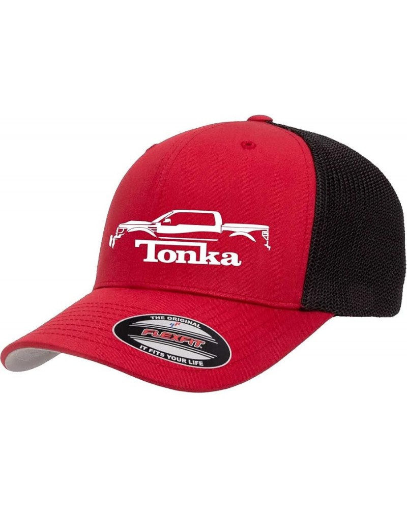 Ford F150 Tonka Truck Classic Outline Design Flexfit 6511 Trucker Mesh Fitted Cap Red-black $18.28 Baseball Caps