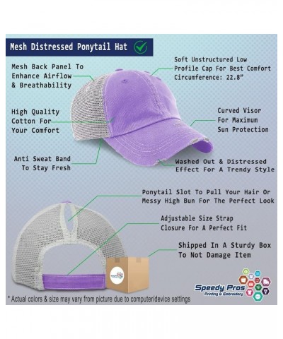 Womens Ponytail Cap Vodka & Sunshine Make Me Feel Fine Cotton Distressed Trucker Hats Lavender $13.92 Baseball Caps