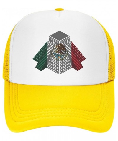 Mayan Travel Temple Mexico Flag Mesh Baseball Cap Yellow $8.39 Baseball Caps