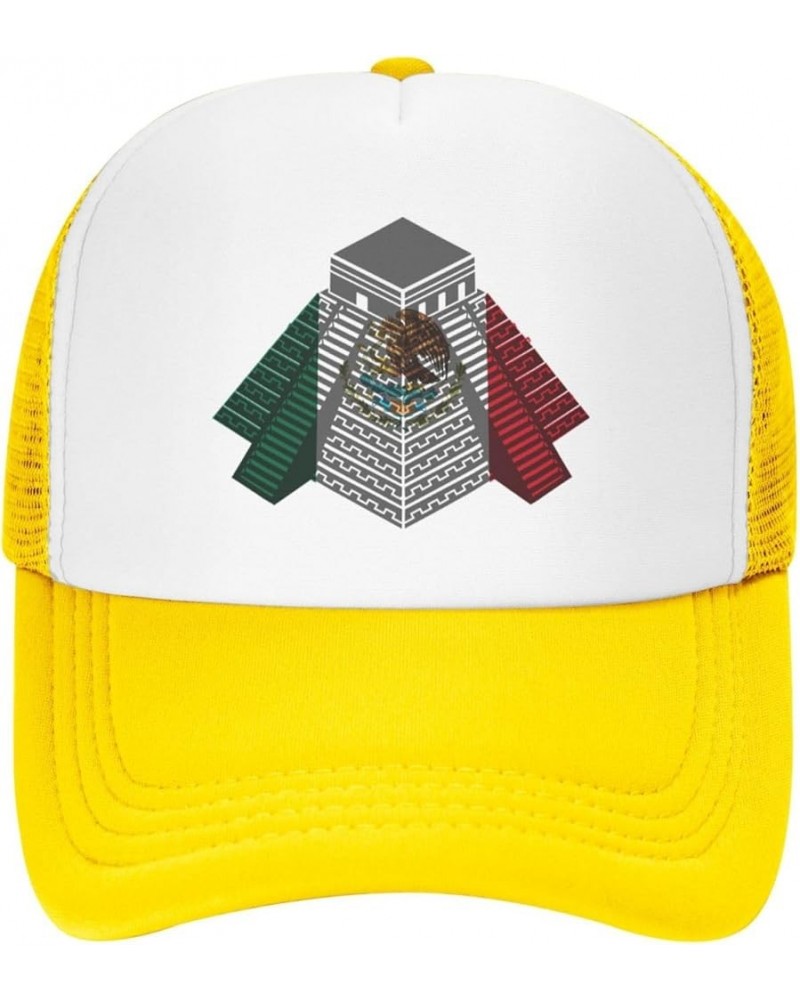 Mayan Travel Temple Mexico Flag Mesh Baseball Cap Yellow $8.39 Baseball Caps