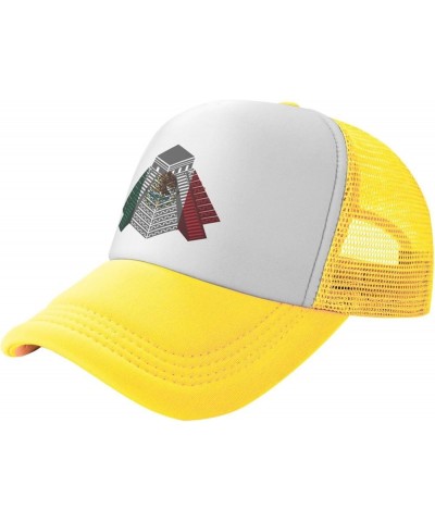 Mayan Travel Temple Mexico Flag Mesh Baseball Cap Yellow $8.39 Baseball Caps