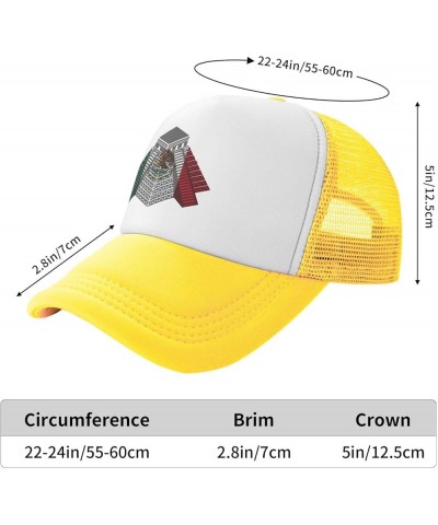 Mayan Travel Temple Mexico Flag Mesh Baseball Cap Yellow $8.39 Baseball Caps