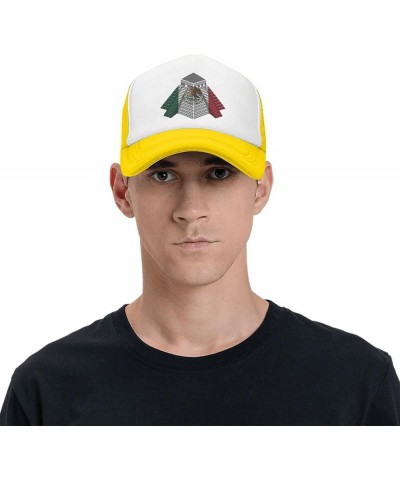 Mayan Travel Temple Mexico Flag Mesh Baseball Cap Yellow $8.39 Baseball Caps