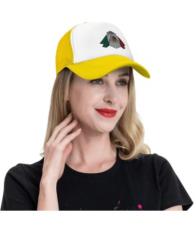 Mayan Travel Temple Mexico Flag Mesh Baseball Cap Yellow $8.39 Baseball Caps