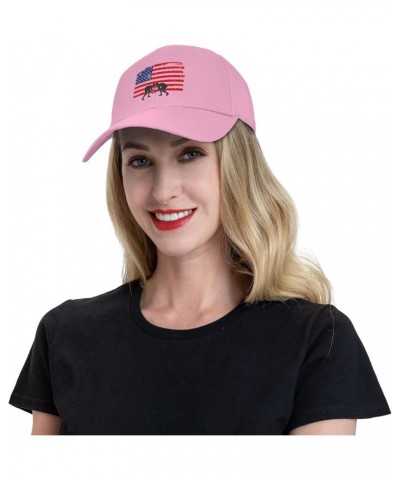 Wrestling American Flag Hat Adult Unisex Adjustable Baseball Cap Hunting Cap for Men Women Pink $14.80 Baseball Caps