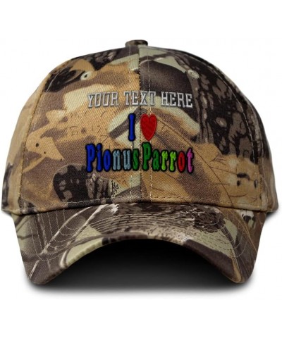 Camo Baseball Cap I Love Pionus Parrot Birds Cotton Hunting Dad Hats for Men & Women Forest Tree Khaki Personalized Text Here...