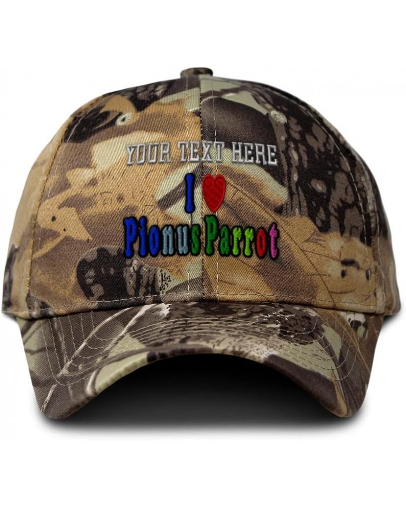 Camo Baseball Cap I Love Pionus Parrot Birds Cotton Hunting Dad Hats for Men & Women Forest Tree Khaki Personalized Text Here...