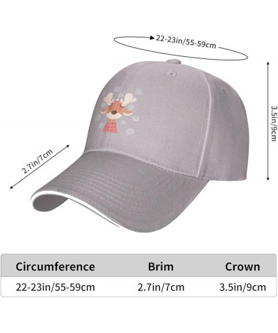 Cute Cartoon Deer Baseball Cap Sandwich Brim Hats for Men Women Adjustable Caps Gray $9.41 Baseball Caps