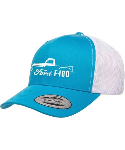 1953-56 Ford F100 Pickup Truck Fully Embroidered Yupoong 6606 Snapback Trucker Fitted Cap Turquoise-white $15.26 Baseball Caps