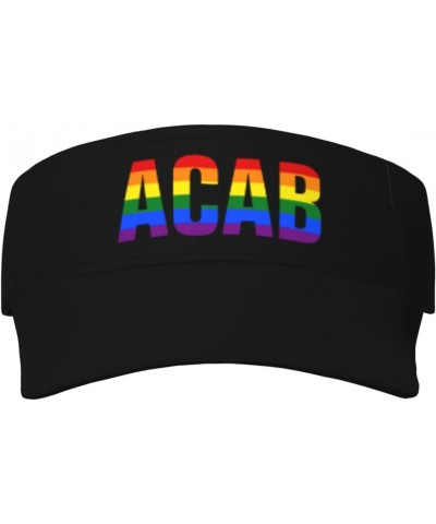 ACAB LGBT Visor Hats Novelty Adjustable Sport Sun Visor Cap Empty Top Baseball Hat for Men and Women Black $12.38 Visors