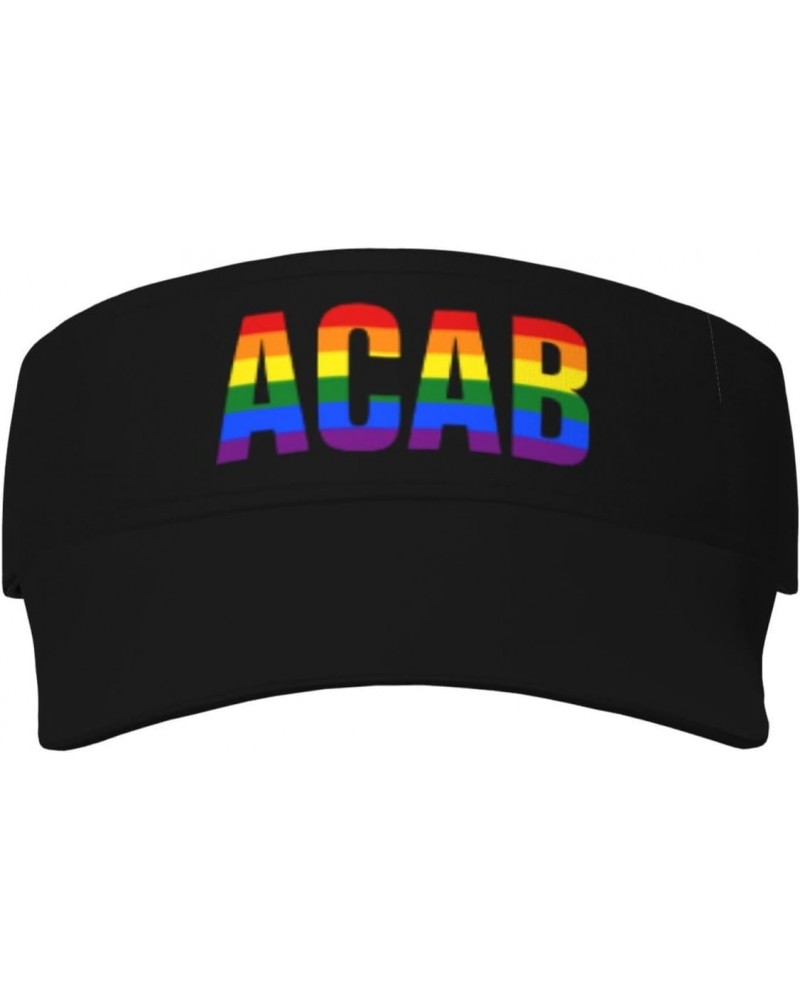 ACAB LGBT Visor Hats Novelty Adjustable Sport Sun Visor Cap Empty Top Baseball Hat for Men and Women Black $12.38 Visors