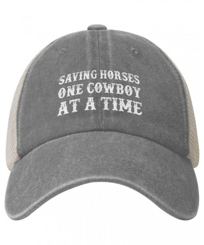 Saving Horses One Cowboy at A Time Hats for Men Black Women Funny Gag Baseball Hats for Dad Dirty Gift Gray $12.88 Cowboy Hats