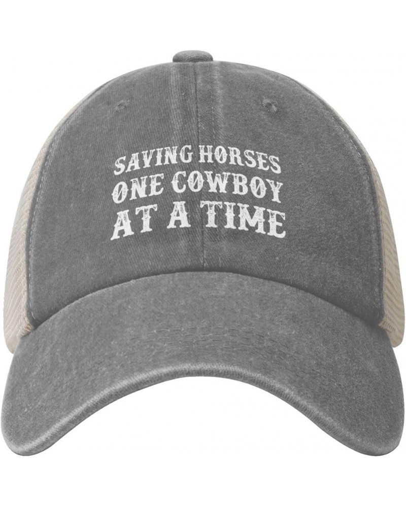 Saving Horses One Cowboy at A Time Hats for Men Black Women Funny Gag Baseball Hats for Dad Dirty Gift Gray $12.88 Cowboy Hats