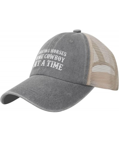 Saving Horses One Cowboy at A Time Hats for Men Black Women Funny Gag Baseball Hats for Dad Dirty Gift Gray $12.88 Cowboy Hats