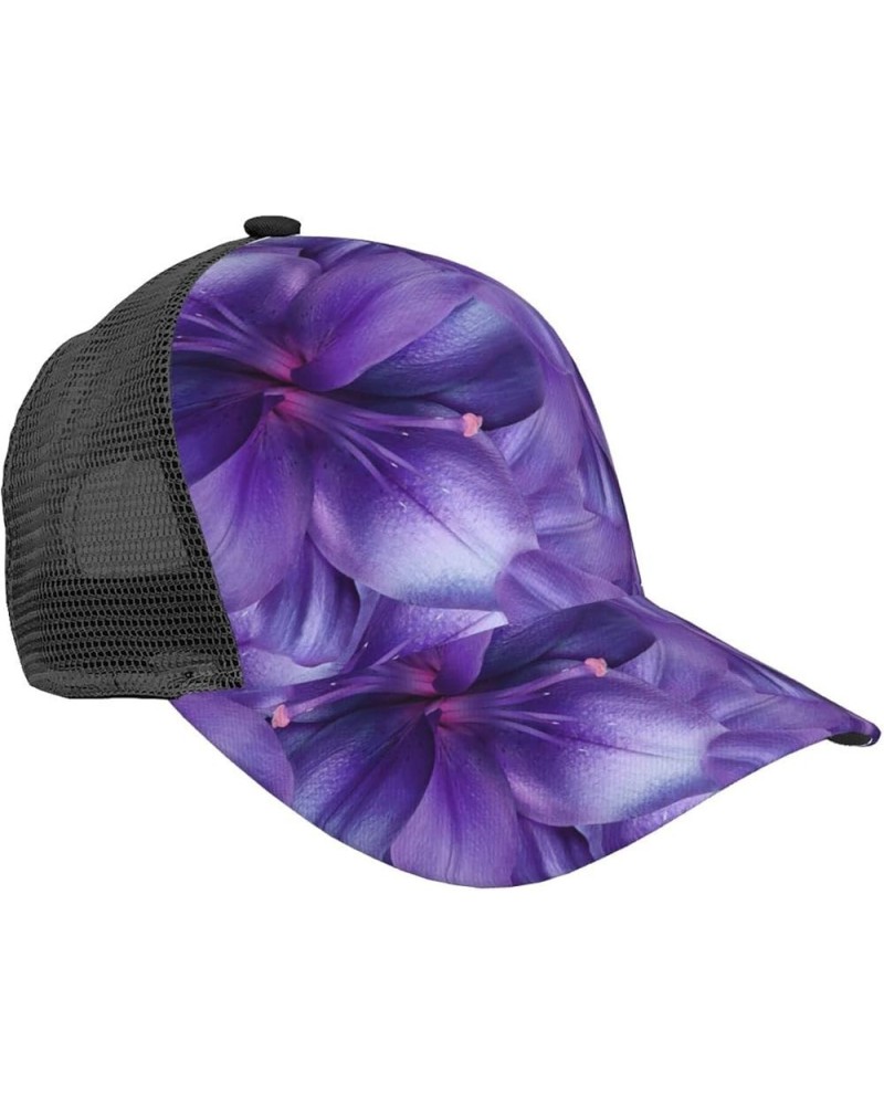 London Print Baseball Cap,Front Mesh Back Adjustable Snapback Closure Hat- for Men and Women Purple Lily Flowers $16.03 Baseb...