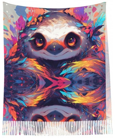 Colorful Cute Sloth Women'S Tassel Scarf 77.6 X 28.3 In, Shawls And Wraps Large Scarves For Women Wedding Party Bridal Evenin...