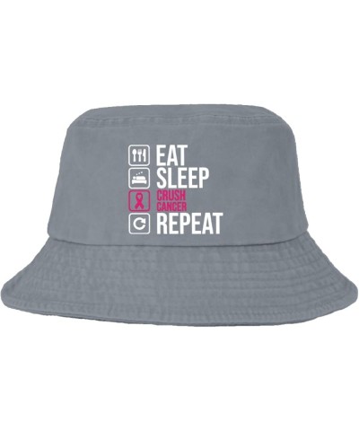 eat Sleep crushs Cancer repeatt Bucket Hat Bucket Hats Packable Women Hats for Golf Accessories for Fishing Must Light Grey $...