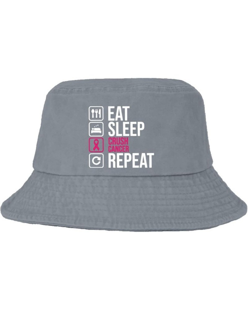 eat Sleep crushs Cancer repeatt Bucket Hat Bucket Hats Packable Women Hats for Golf Accessories for Fishing Must Light Grey $...