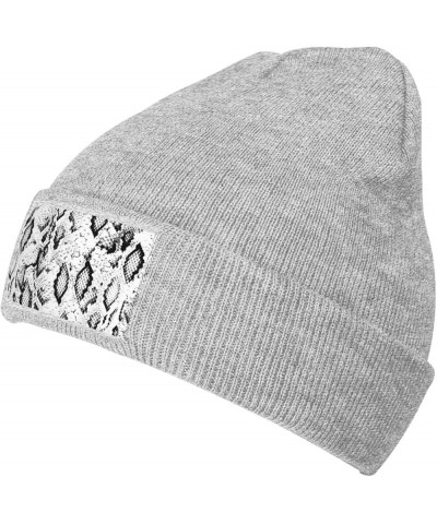 Snake Skin Black and White Print Leisure Knitted Hat Warm Hat for Men Women & Kids& Elastic Daily Hat Beanie Cap Gray $9.67 S...