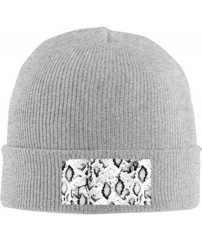 Snake Skin Black and White Print Leisure Knitted Hat Warm Hat for Men Women & Kids& Elastic Daily Hat Beanie Cap Gray $9.67 S...