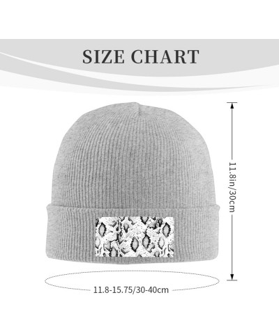 Snake Skin Black and White Print Leisure Knitted Hat Warm Hat for Men Women & Kids& Elastic Daily Hat Beanie Cap Gray $9.67 S...