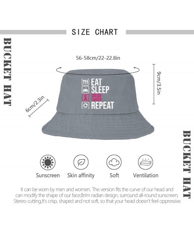 eat Sleep crushs Cancer repeatt Bucket Hat Bucket Hats Packable Women Hats for Golf Accessories for Fishing Must Light Grey $...